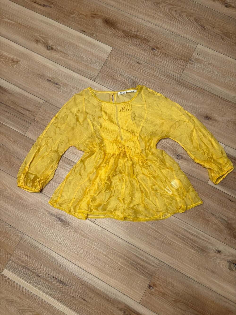 Leon Max Limited Edition 100% Silk Sheer Pleated Boho Blouse